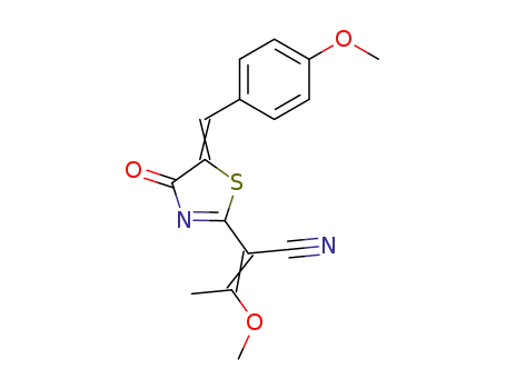 Molecular Structure of 58955-37-6 (3-methoxy-2-[5-(4-methoxy-benzylidene)-4-oxo-4,5-dihydro-thiazol-2-yl]-but-2-enenitrile)