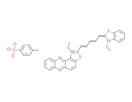 Molecular Structure of 19580-88-2 (1-ethyl-2-[5-(3-ethyl-3<i>H</i>-benzothiazol-2-ylidene)-penta-1,3-dienyl]-thiazolo[4,5-<i>a</i>]phenazinium; toluene-4-sulfonate)