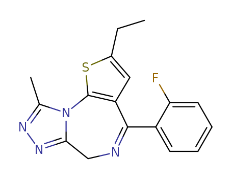 2-ethyl-4-(2-fluoro-phenyl)-9-methyl-6<i>H</i>-thieno[3,2-<i>f</i>][1,2,4]triazolo[4,3-<i>a</i>][1,4]diazepine