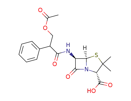 Molecular Structure of 108021-66-5 (6β-((Ξ)-3-acetoxy-2-phenyl-propionylamino)-penicillanic acid)