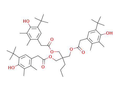 Molecular Structure of 56823-89-3 ((5-tert-Butyl-4-hydroxy-2,3-dimethyl-phenyl)-acetic acid 2,2-bis-[2-(5-tert-butyl-4-hydroxy-2,3-dimethyl-phenyl)-acetoxymethyl]-pentyl ester)