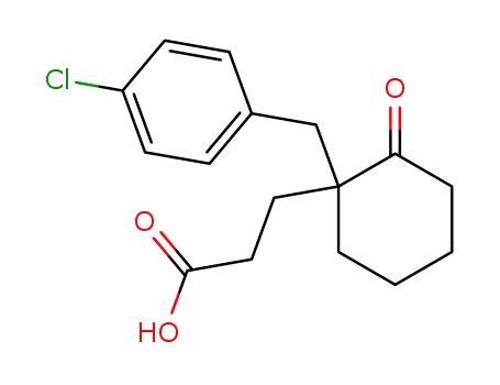 Molecular Structure of 1770-35-0 (3-[1-[(4-chlorophenyl)methyl]-2-oxo-cyclohexyl]propanoic acid)