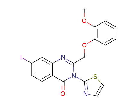 Molecular Structure of 75057-65-7 (7-iodo-2-[(2-methoxyphenoxy)methyl]-3-(1,3-thiazol-2-yl)quinazolin-4(3H)-one)