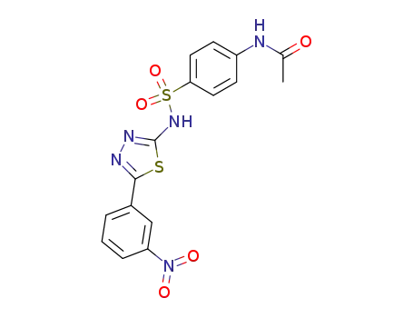 Molecular Structure of 1055-95-4 (4-acetylamino-<i>N</i>-[5-(3-nitro-phenyl)-[1,3,4]thiadiazol-2-yl]-benzenesulfonamide)