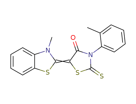 Molecular Structure of 94330-89-9 (5-(3-methyl-3<i>H</i>-benzothiazol-2-ylidene)-2-thioxo-3-<i>o</i>-tolyl-thiazolidin-4-one)