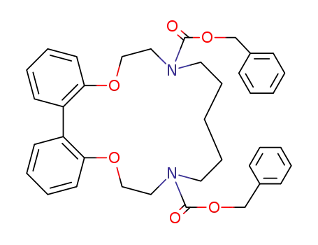 6,7,10,11,12,13,15,16-octahydro-9<i>H</i>-5,17-dioxa-8,14-diaza-dibenzo[<i>a</i>,<i>c</i>]cycloheptadecene-8,14-dicarboxylic acid dibenzyl ester