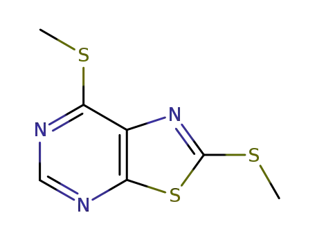 Molecular Structure of 73109-36-1 (2,7-bis(methylsulfanyl)[1,3]thiazolo[5,4-d]pyrimidine)