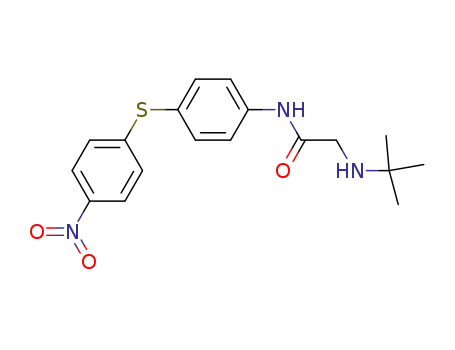 Molecular Structure of 64893-05-6 (Acetamide,
2-[(1,1-dimethylethyl)amino]-N-[4-[(4-nitrophenyl)thio]phenyl]-)