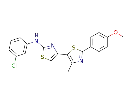 Molecular Structure of 61108-43-8 ((3-chloro-phenyl)-[2'-(4-methoxy-phenyl)-4'-methyl-[4,5']bithiazolyl-2-yl]-amine)