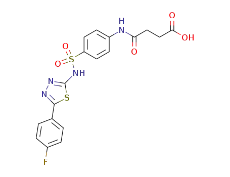 Molecular Structure of 1059-01-4 (<i>N</i>-{4-[5-(4-fluoro-phenyl)-[1,3,4]thiadiazol-2-ylsulfamoyl]-phenyl}-succinamic acid)
