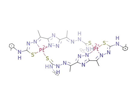 Molecular Structure of 1312367-42-2 ([Pt(μ-((3,5-diacetyl-1,2,4-triazol bis(4N-o-tolylthiosemicarbazone))(-2H)))]2)