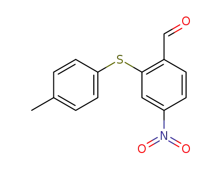 Molecular Structure of 92163-79-6 (4-nitro-2-<i>p</i>-tolylsulfanyl-benzaldehyde)