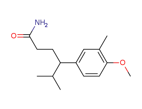 4-<4-Methoxy-3-methyl-phenyl>-5-methyl-hexansaeure-amid