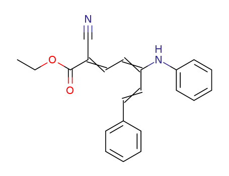 Molecular Structure of 54781-90-7 (2,4,6-Heptatrienoic acid, 2-cyano-7-phenyl-5-(phenylamino)-, ethyl
ester)