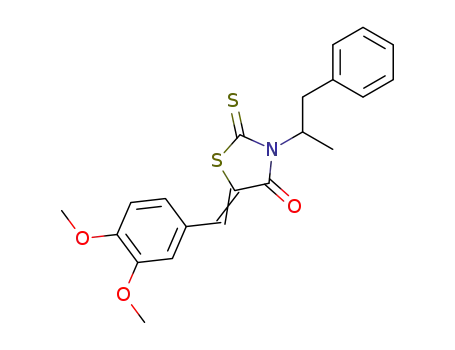 Molecular Structure of 21306-54-7 (5-(3,4-dimethoxy-benzylidene)-3-(1-methyl-2-phenyl-ethyl)-2-thioxo-thiazolidin-4-one)