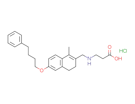 Molecular Structure of 847584-68-3 (b-Alanine,
N-[[3,4-dihydro-1-methyl-6-(4-phenylbutoxy)-2-naphthalenyl]methyl]-,
hydrochloride)