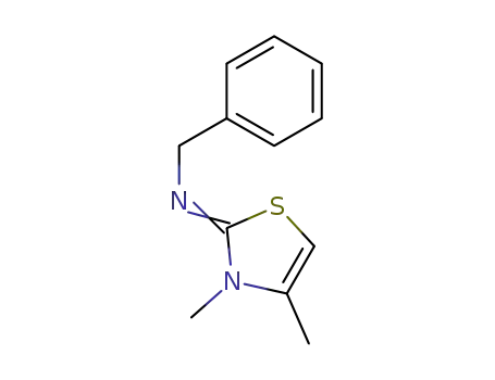 Molecular Structure of 55379-27-6 (benzyl-(3,4-dimethyl-3<i>H</i>-thiazol-2-ylidene)-amine)