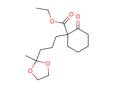 Molecular Structure of 97834-67-8 (1-[3-(2-methyl-[1,3]dioxolan-2-yl)-propyl]-2-oxo-cyclohexanecarboxylic acid ethyl ester)