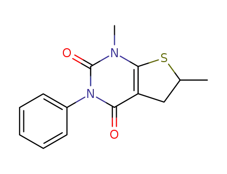 Molecular Structure of 63412-26-0 (Thieno[2,3-d]pyrimidine-2,4(1H,3H)-dione,
5,6-dihydro-1,6-dimethyl-3-phenyl-)