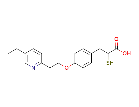 Molecular Structure of 1229114-66-2 (3-(4-(2-(5-ethylpyridine-2yl)ethoxy)phenyl)-2-mercaptopropanoic acid)