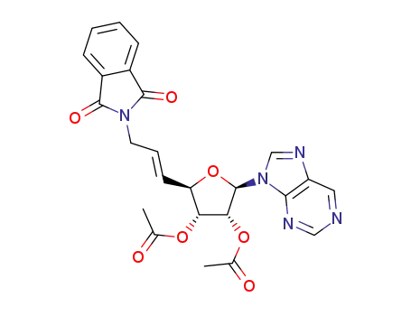 Molecular Structure of 1312944-43-6 (9-[(5E)-2,3-di-O-acetyl-5,6,7-trideoxy-7-phthalimido-β-D-ribo-hept-5-enofuranosyl]purine)