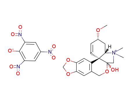 (4a<i>S</i>)-6a-hydroxy-3<i>t</i>-methoxy-5,5-dimethyl-(4a<i>r</i>,6a<i>t</i>,13b<i>t</i><i>C</i><sup>1</sup>)-3,4,4a,5,6,6a-hexahydro-8<i>H</i>-[1,3]dioxolo[4',5':6,7]isochromeno[3,4-<i>c</i>]indolium; picrate