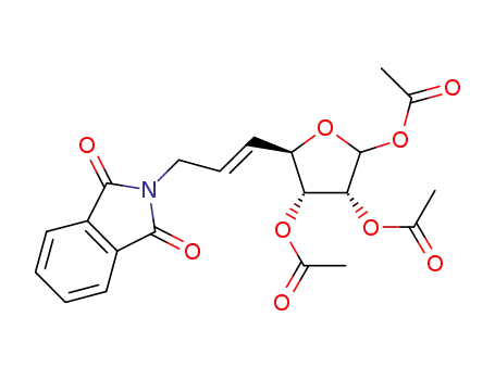 Molecular Structure of 1204745-03-8 ((E)-1,2,3-tri-O-acetyl-5,6,7-trideoxy-7-C-phthalimido-D-ribohept-5-enofuranose)