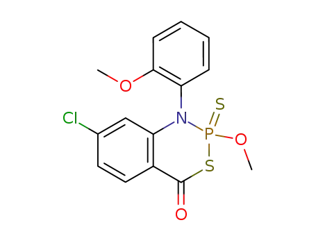 7-chloro-2-methoxy-1-(2-methoxy-phenyl)-2-thioxo-1,2-dihydro-2λ<sup>5</sup>-benzo[<i>d</i>][1,3,2]thiazaphosphinin-4-one