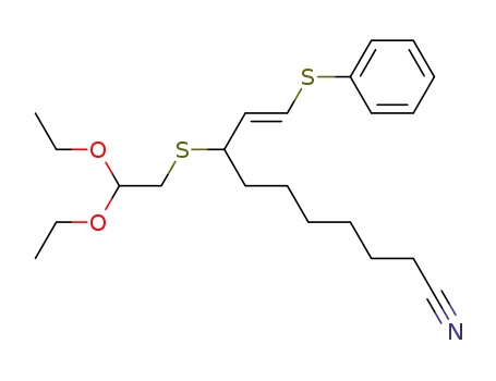 Molecular Structure of 59377-69-4 ((E)-8-(2,2-Diethoxy-ethylsulfanyl)-10-phenylsulfanyl-dec-9-enenitrile)