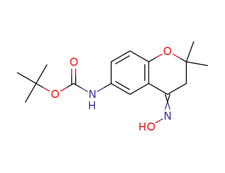 Molecular Structure of 1314406-34-2 (6-tert-butoxycarbonylamino-3,4-dihydro-2,2-dimethyl-2H-1-benzopyran-4-hydroxyimine)