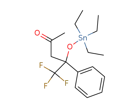 Molecular Structure of 17981-18-9 ((C<sub>2</sub>H<sub>5</sub>)3SnOC(C<sub>6</sub>H<sub>5</sub>)(CF<sub>3</sub>)CH<sub>2</sub>COCH<sub>3</sub>)