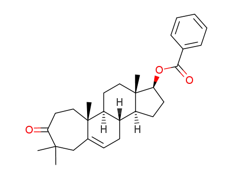 Molecular Structure of 54021-62-4 (17β-Benzoyloxy-4,4-dimethyl-A-homo-5-androsten-3-on)