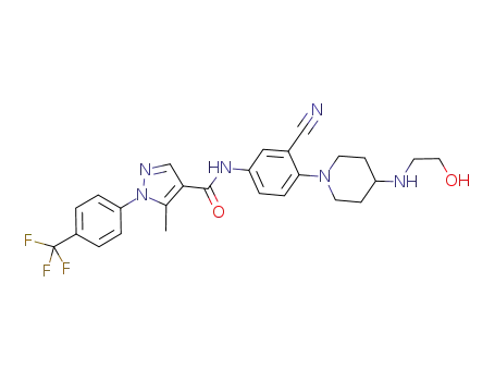 N-{3-cyano-4-[4-(N-(2-hydroxyethyl)amino)piperidin-1-yl]phenyl}-1-(4-trifluoromethylphenyl)-5-methylpyrazole-4-carboxamide