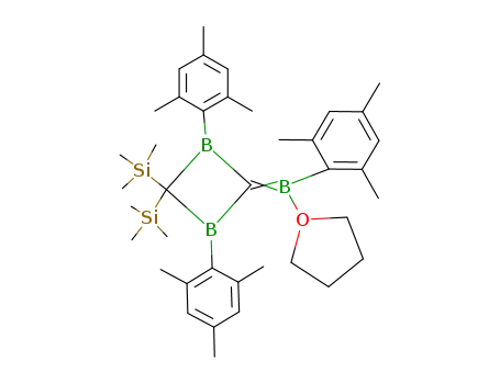 C(Si(CH<sub>3</sub>)3)2(BC<sub>6</sub>H<sub>2</sub>(CH<sub>3</sub>)3)2CB(C<sub>6</sub>H<sub>2</sub>(CH<sub>3</sub>)3)OC<sub>4</sub>H<sub>8</sub>