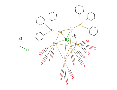 {Fe<sub>4</sub>(CO)12Au<sub>2</sub>((P(C<sub>6</sub>H<sub>11</sub>)3)2)BH}*CH<sub>2</sub>Cl<sub>2</sub>