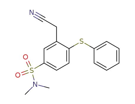 Molecular Structure of 57536-47-7 (Benzenesulfonamide, 3-(cyanomethyl)-N,N-dimethyl-4-(phenylthio)-)