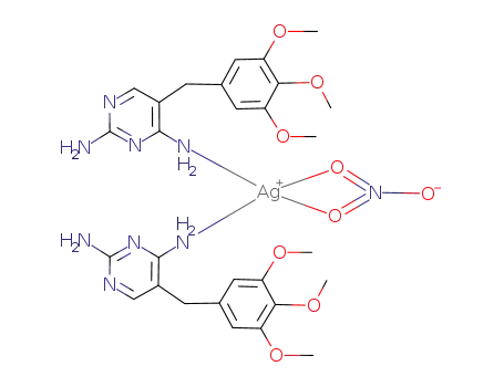 Molecular Structure of 221357-91-1 ([Ag(2,4-diamino-5-(3',4',5'-trimethoxybenzyl)pyrimidine)2NO<sub>3</sub>])