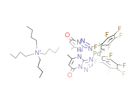 Molecular Structure of 1029117-03-0 ([NBu<sub>4</sub>][Pd(C<sub>6</sub>F<sub>5</sub>)2(4,7-dihydro-5-Me-7-oxo[1,2,4]triazolo[1,5-a]pyrimidine(-1H))(4,7-H<sub>2</sub>-5-Me-7-oxo[1,2,4]triazolo[1,5-a]pyrimidine)])