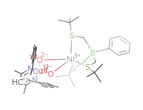 [(CH(C(CH3)NC6H3(CH(CH3)2)2)2bis(μ-(18)oxo)copper(III)nickel(III)(phenyltris((tert-butylthio)methyl)borate)]
