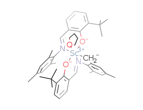 [((CH<sub>3</sub>)3CC<sub>6</sub>H<sub>3</sub>(O)CHNC<sub>6</sub>H<sub>2</sub>(CH<sub>3</sub>)3)Sc(((CH<sub>3</sub>)3CC<sub>6</sub>H<sub>3</sub>O)CHNC<sub>6</sub>H<sub>2</sub>(CH<sub>3</sub>)2CH<sub>2</sub>)(C<sub>4</sub>H<sub>8</sub>O)]