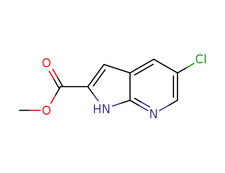 Molecular Structure of 952182-19-3 (methyl 5-chloro-1H-pyrrolo[2,3-b]pyridine-2-carboxylate)