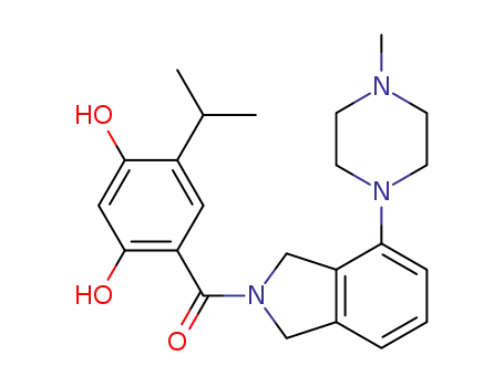 Molecular Structure of 912999-59-8 ((2,4-dihydroxy-5-isopropylphenyl)-[4-(4-methylpiperazin-1-yl)-1,3-dihydroisoindol-2-yl]methanone)