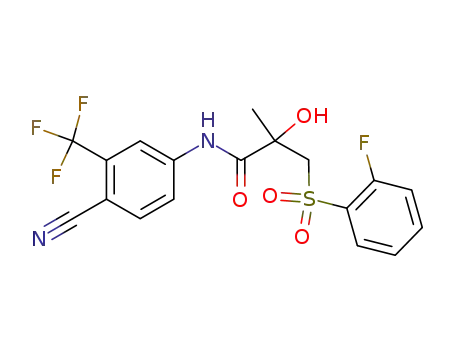 Molecular Structure of 1159977-36-2 (N-[4-Cyano-3-(trifluoromethyl)phenyl]-3-[(2-fluorophenyl)sulfonyl]-2-hydroxy-2-methylpropanamide)