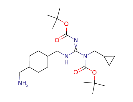Molecular Structure of 1029434-19-2 (N-(cyclopropylmethyl)-N,N'-bis-(tert-butoxycarbonyl)-N''-[4-(aminomethyl)-cyclohexylmethyl]guanidine)