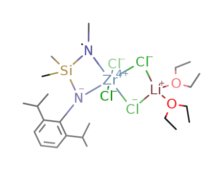 μ2,η1-N-[(N,N-dimethylamino)dimethylsilyl]-2,6-diisopropylanilidozirconium chloride-lithium chloride Et2O adduct