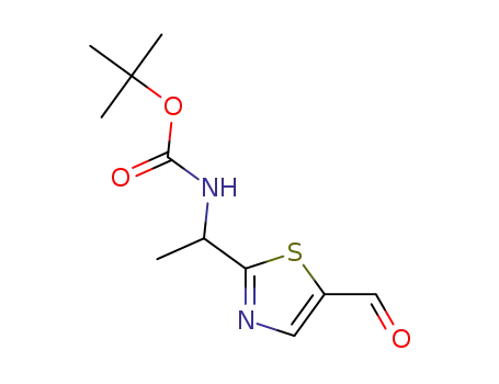 Molecular Structure of 1332873-08-1 (tert-butyl 1-(5-formylthiazol-2-yl)ethylcarbamate)