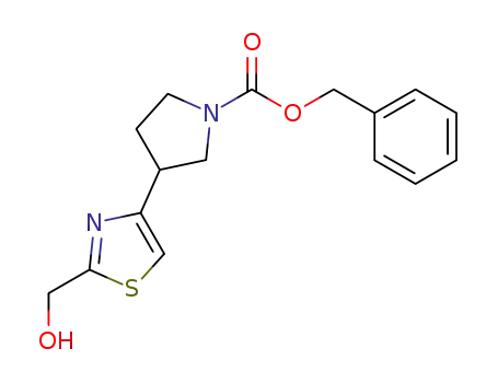 Molecular Structure of 1350623-44-7 (benzyl 3-[2-(hydroxymethyl)-1,3-thiazol-4-yl]pyrrolidine-1-carboxylate)