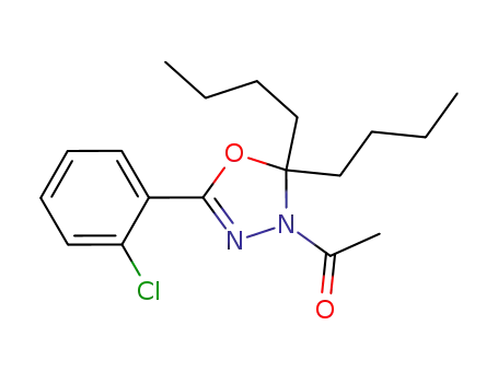 2,2-dibutyl-3-acetyl-5-(2-chlorophenyl)-1,3,4-oxadiazoline