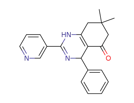Molecular Structure of 1040735-76-9 (2-(pyridin-3-yl)-4-phenyl-7,7-dimethyl-4,6,7,8-tetrahydroquinazolin-5(1H)-one)
