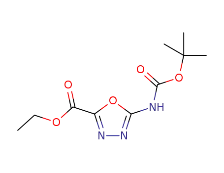 Molecular Structure of 1258411-53-8 (ethyl 5-[[(tert-butoxy)carbonyl]amino]-1,3,4-oxadiazole-2-carboxylate)